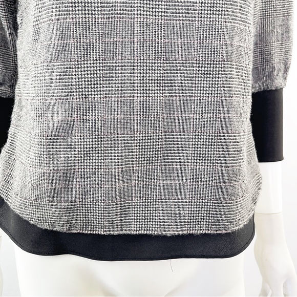 Ted Baker Gray 3/4 Sleeve Glen Check Plaid Sweater Top Size 1 US 4 Wool Blend - Picture 5 of 10